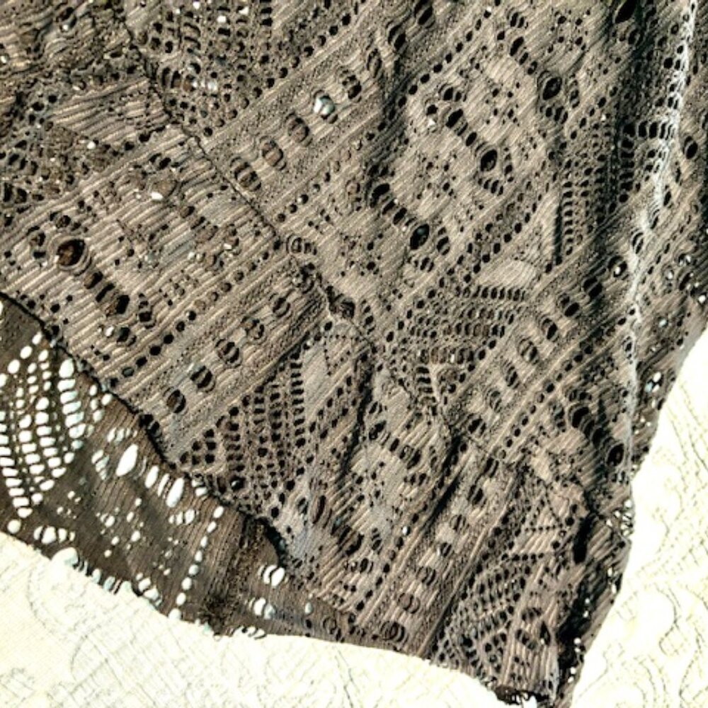 Becca Boho Swim-dress Black & Gold Crochet Textured Stretch - Picture 8 of 11